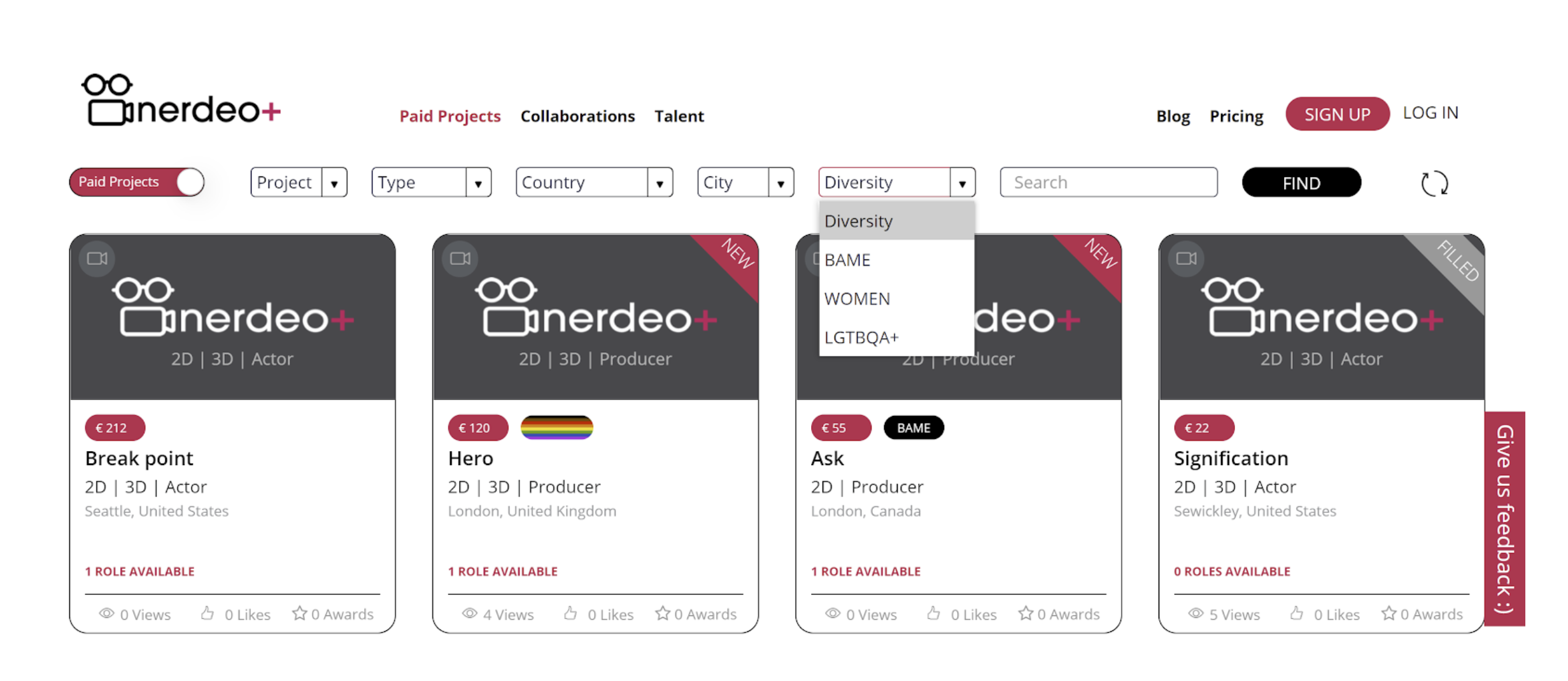 Nerdeo Launches BAME, LGBTQA+ & Women Filters For Projects